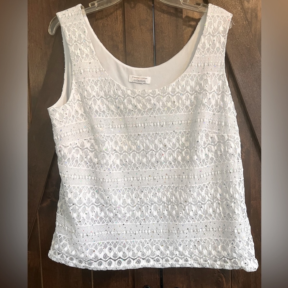 Dress barn. Sparkly stretch lace tank top. Size 16W